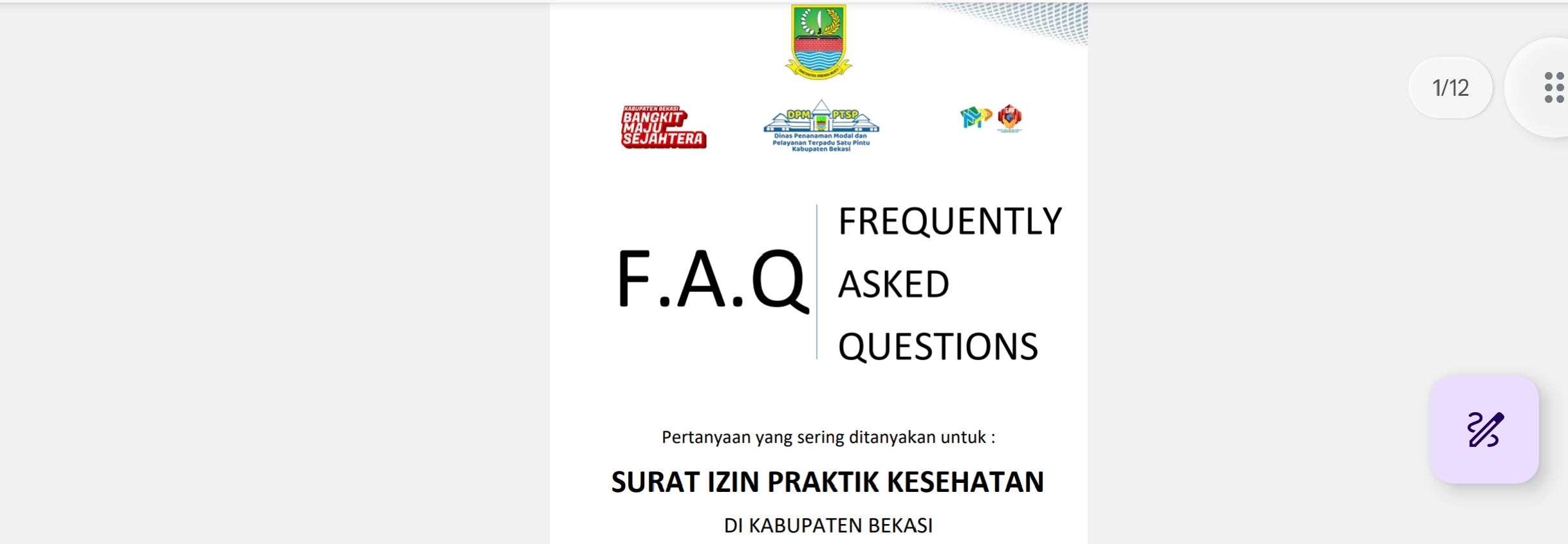 DPMPTSP dan Dinkes Membuat FaQ Untuk Surat Izin Praktik via Boss di Kabupaten Bekasi